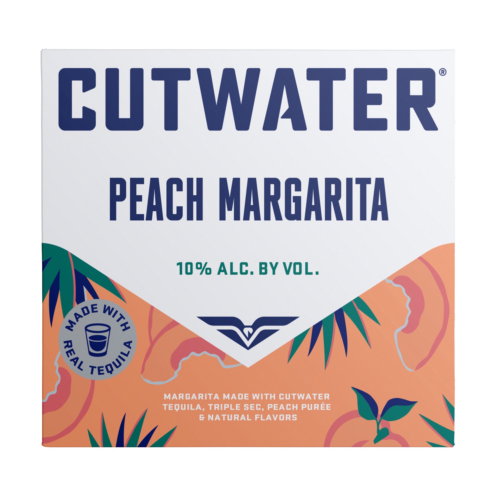 slide 4 of 4, Cutwater Spirits Peach Margarita 4 Pack, 48 fl oz