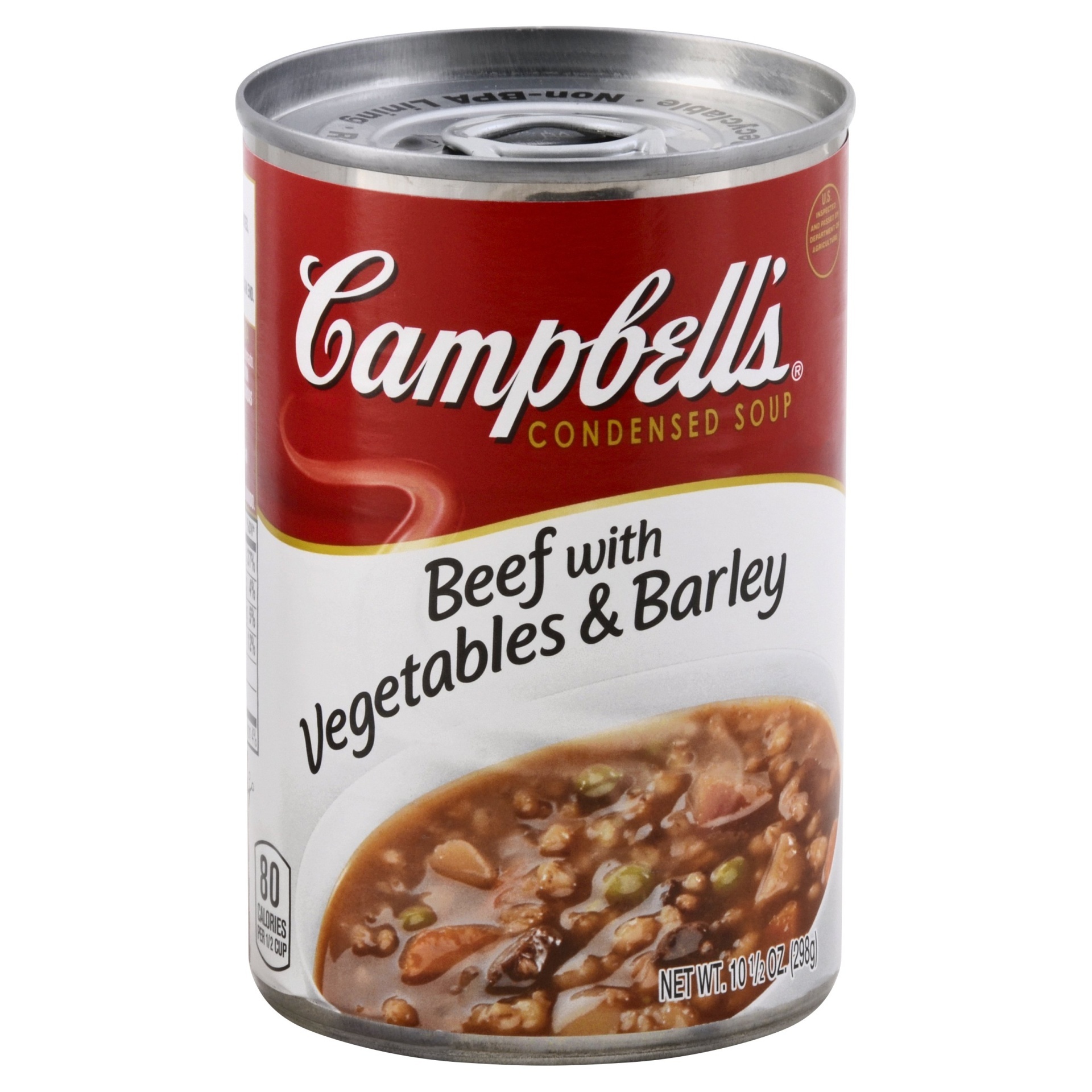 slide 1 of 4, Campbell's Condensed Beef With Vegetables And Barley Soup, 10.5 oz