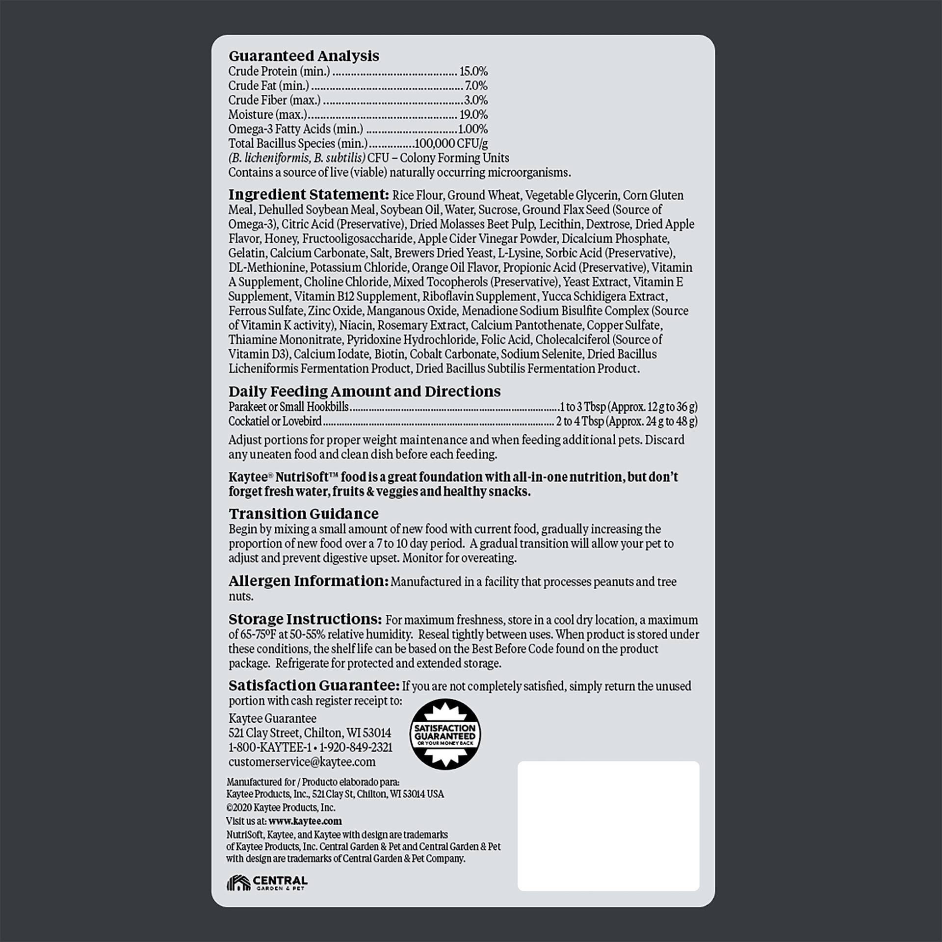 slide 9 of 10, Kaytee NutriSoft Parakeet and Cockatiel Pet Bird Food 2 lb, 1 ct