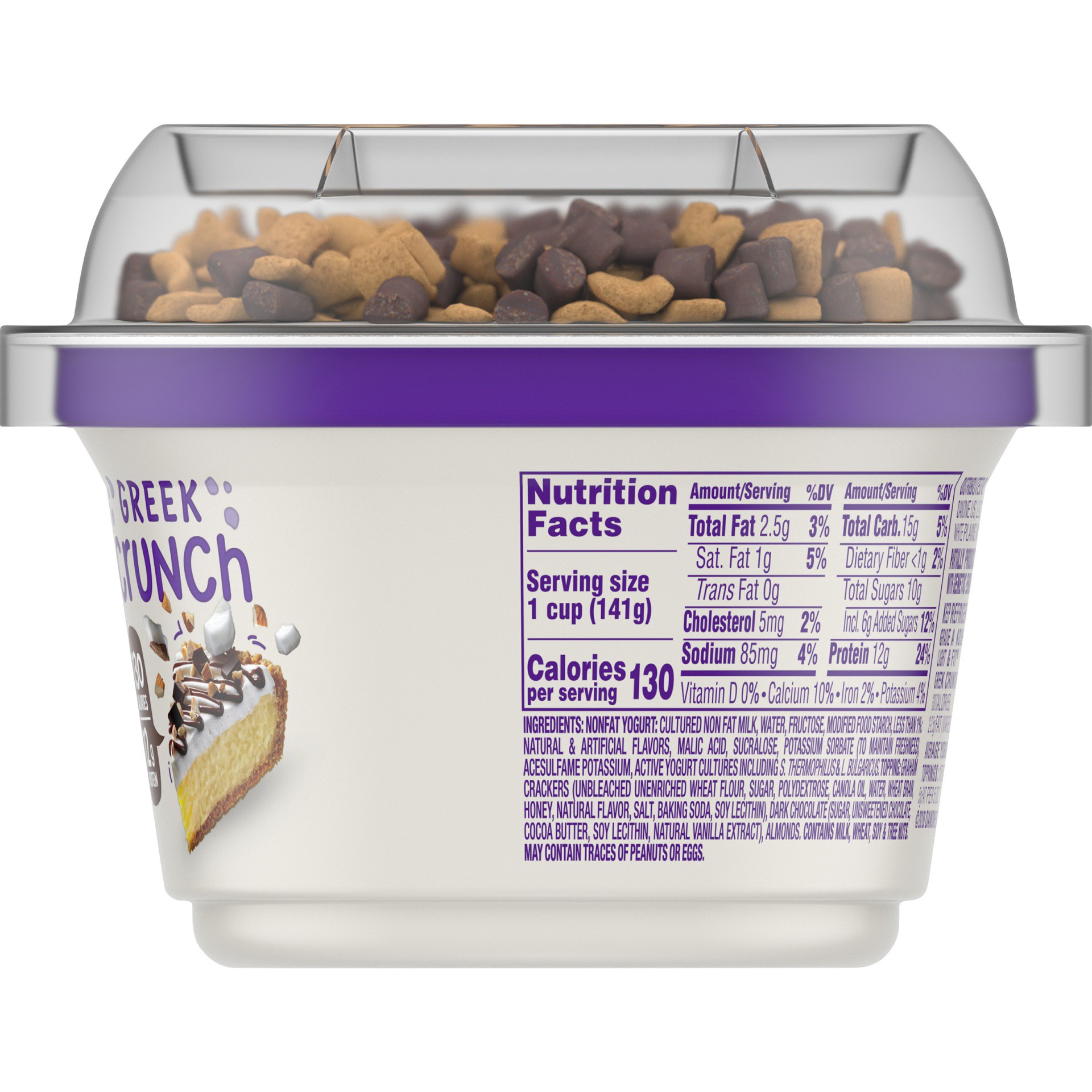 slide 3 of 7, Light + Fit Dannon Light + Fit Greek Crunch Nonfat Yogurt with Toppers, Coconut Chocolate Bliss, 5 oz., 5 oz