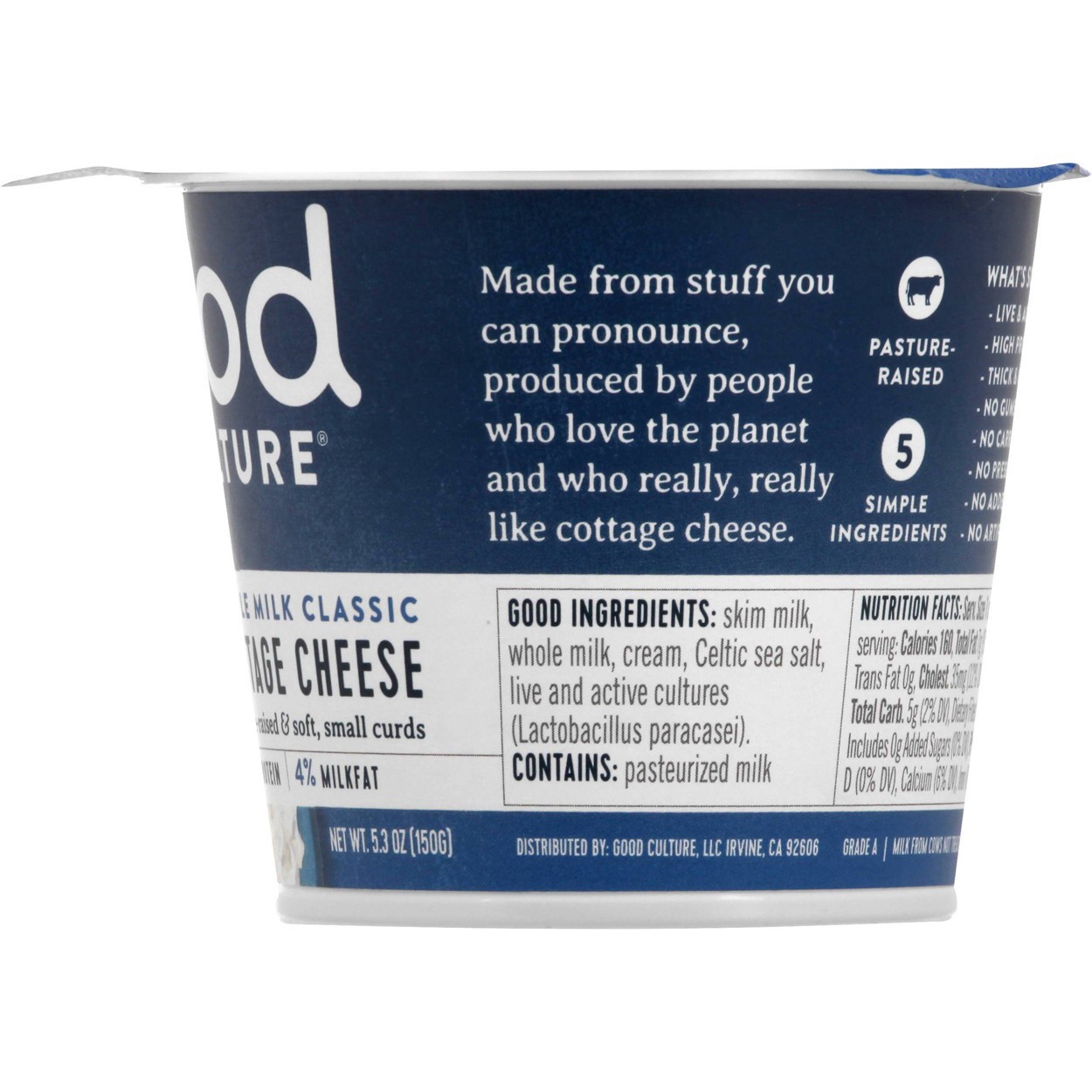 slide 5 of 8, Good Culture Classic 4% Whole Milk Classic Cottage Cheese - 5.3oz, 5.3 oz