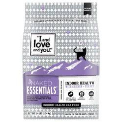 I and love and you Naked Essentials Dry Cat Food, Indoor Health Chicken and Turkey Recipe, Grain Free, Real Meat, No Fillers, 3.4 lbs