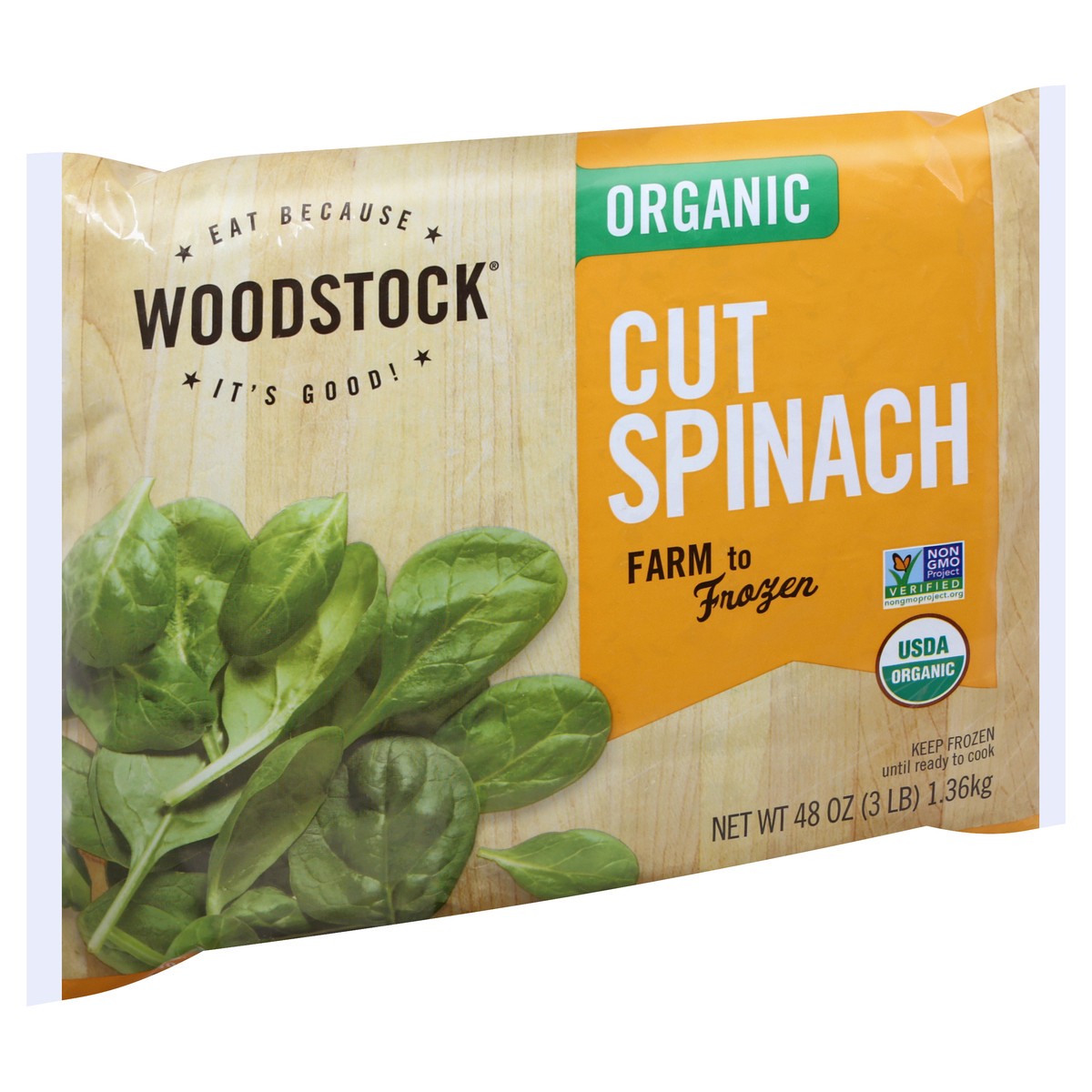 slide 4 of 12, Woodstock Spinach, Organic, Cut, 48 oz