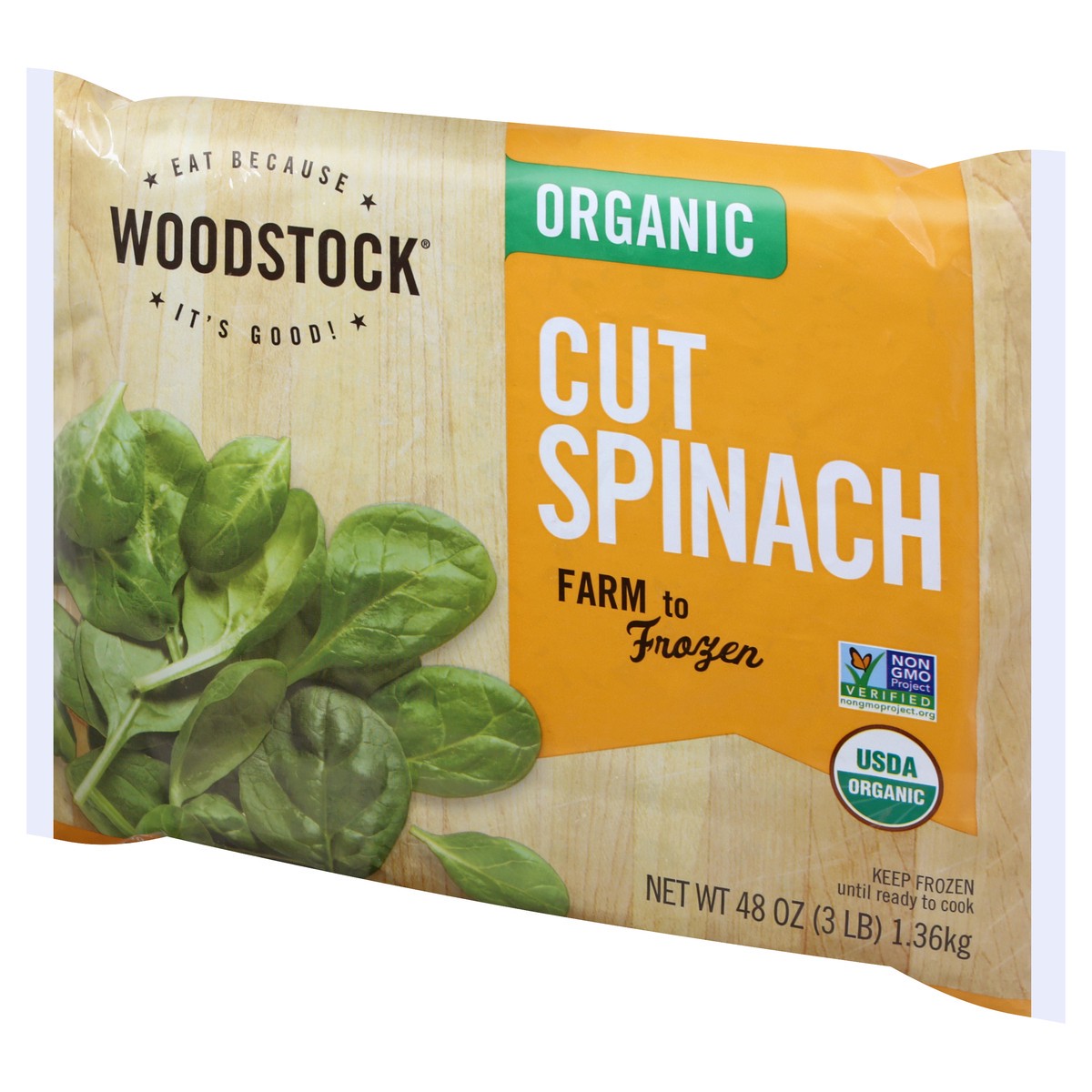 slide 11 of 12, Woodstock Spinach, Organic, Cut, 48 oz