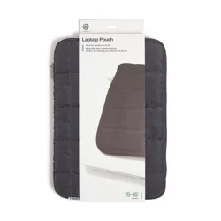 U Brands Large Nylon Puffer Zipping Laptop Sleeve Case, 10.5" x 15", Slate