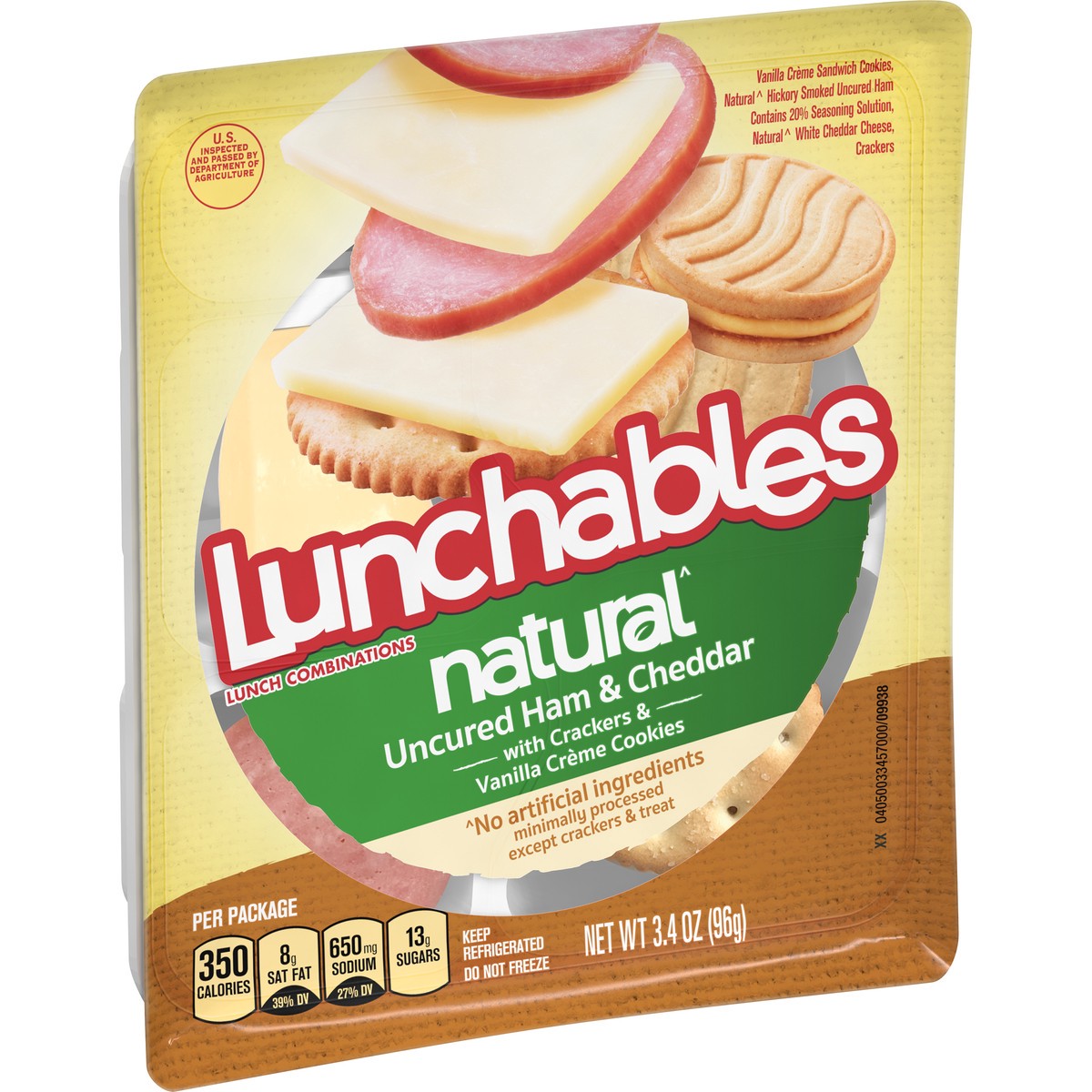 slide 9 of 9, Lunchables Natural Uncured Ham & Cheddar Cheese Snack Kit with Crackers & Vanilla Creme Cookies, 3.4 oz Tray, 3.4 oz