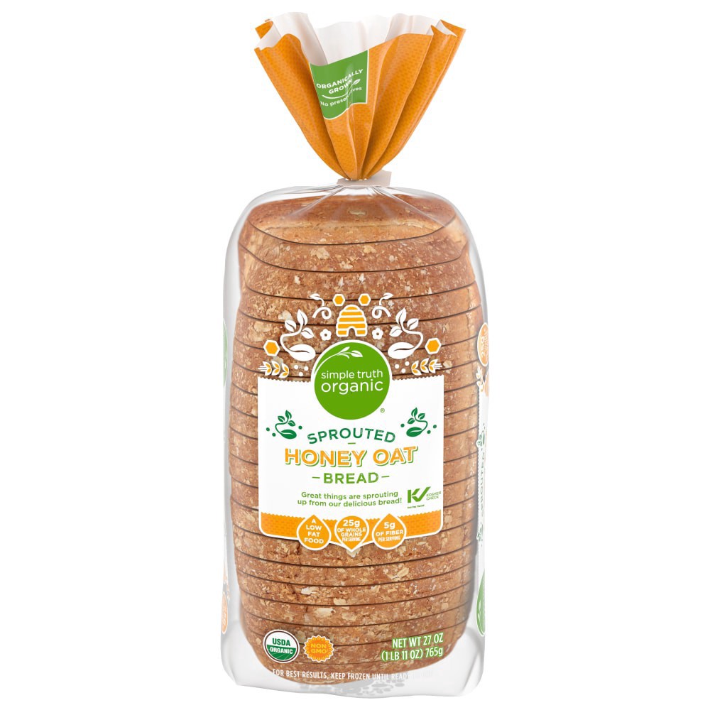 slide 2 of 3, Simple Truth Organic Sprouted Honey Oat Bread, 27 oz