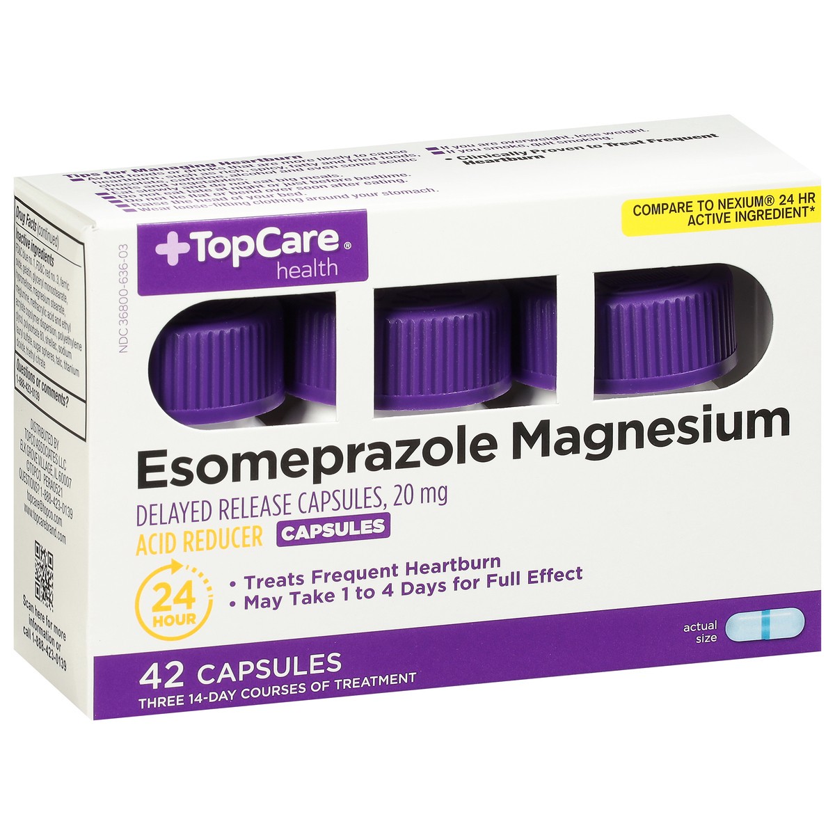 slide 8 of 9, TopCare Acid Relief Esomeprazole Magnesium, Delayed-Release Capsules-Topcare, 42 ct