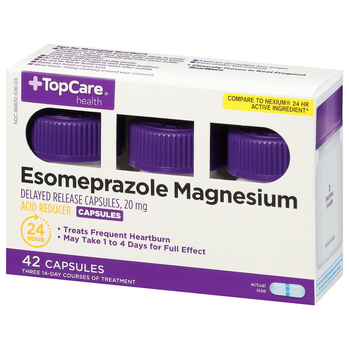 slide 3 of 9, TopCare Acid Relief Esomeprazole Magnesium, Delayed-Release Capsules-Topcare, 42 ct