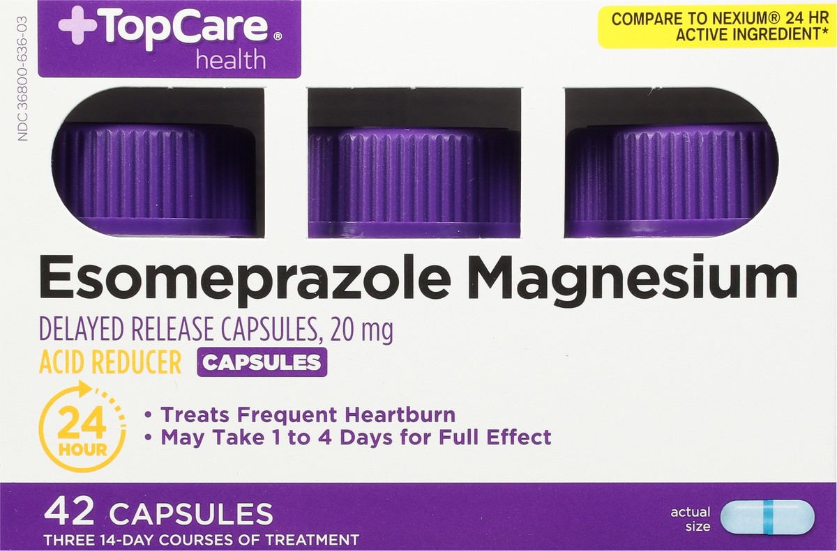 slide 4 of 9, TopCare Acid Relief Esomeprazole Magnesium, Delayed-Release Capsules-Topcare, 42 ct