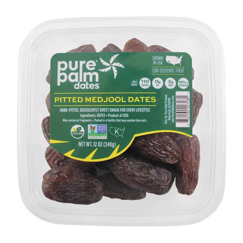 slide 1 of 1, Pure Palm Produce pitted dates, fresh medjool, 12 oz
