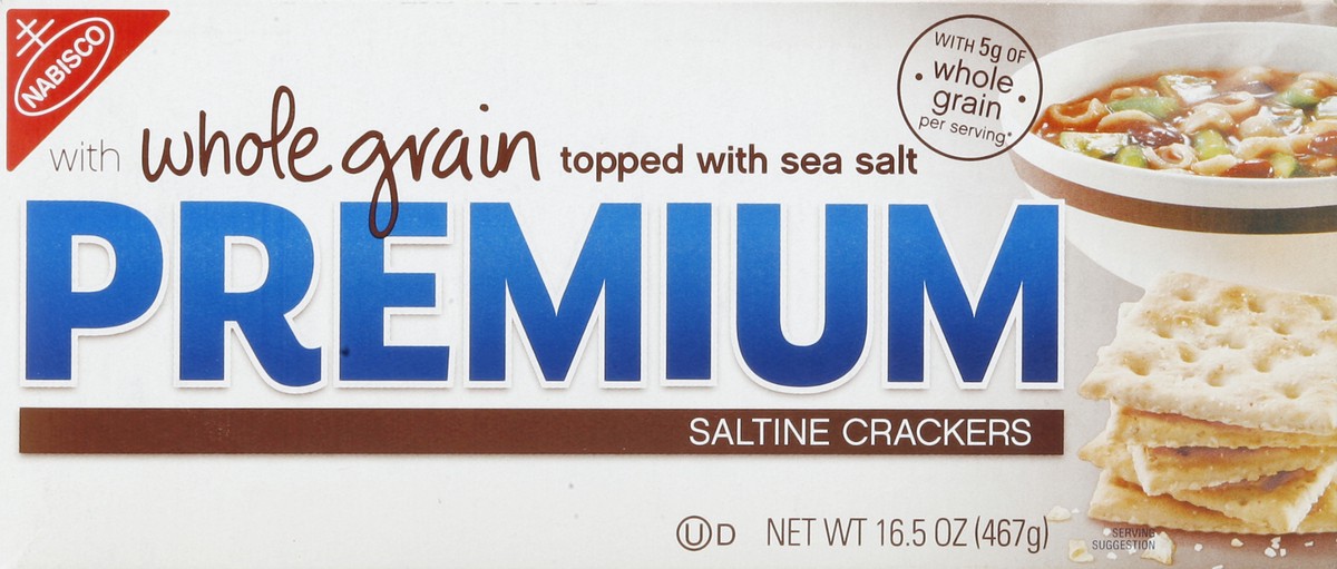 slide 2 of 6, Nabisco Premium Saltine Crackers With Whole Grain Topped with Sea Salt, 16.5 oz