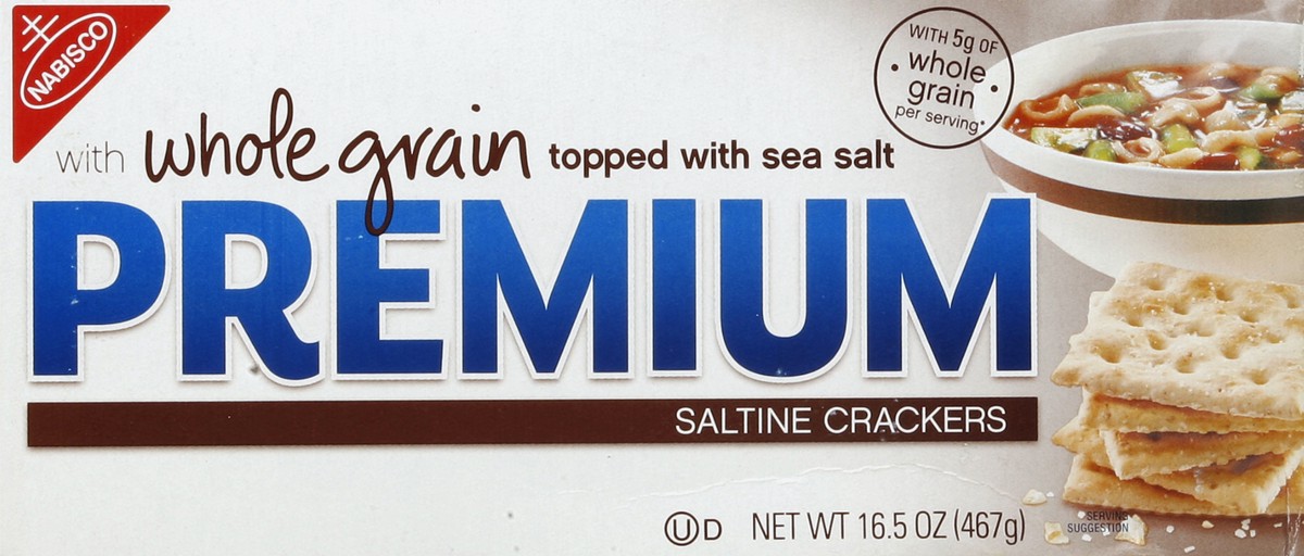 slide 5 of 6, Nabisco Premium Saltine Crackers With Whole Grain Topped with Sea Salt, 16.5 oz