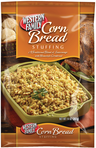 slide 1 of 1, Western Family Corn Bread Stuffing, 14 oz