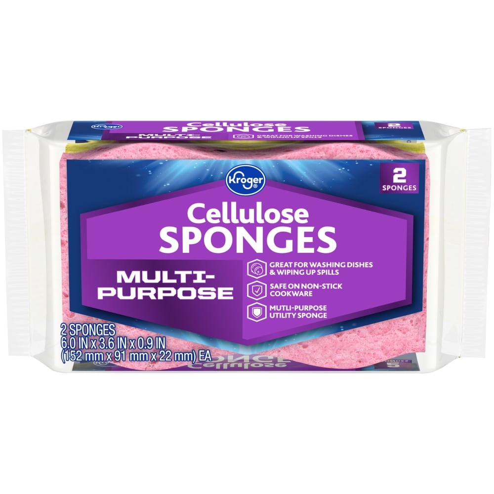slide 1 of 1, Kroger Home Sense Utility Cellulose Sponge Pink, 3.6 in x 6 in