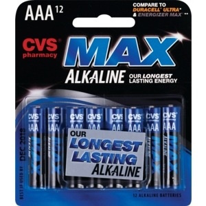 slide 1 of 1, CVS Pharmacy Max Alkaline Batteries, Aaa, 1.5 Volt, 12 ct