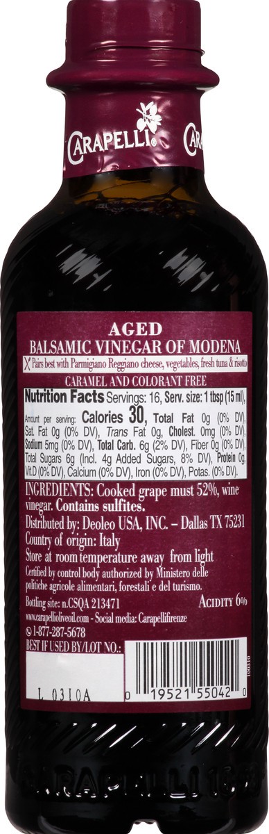 slide 8 of 9, Carapelli Aged Balsamic Vinegar of Modena 250 ml, 250 ml
