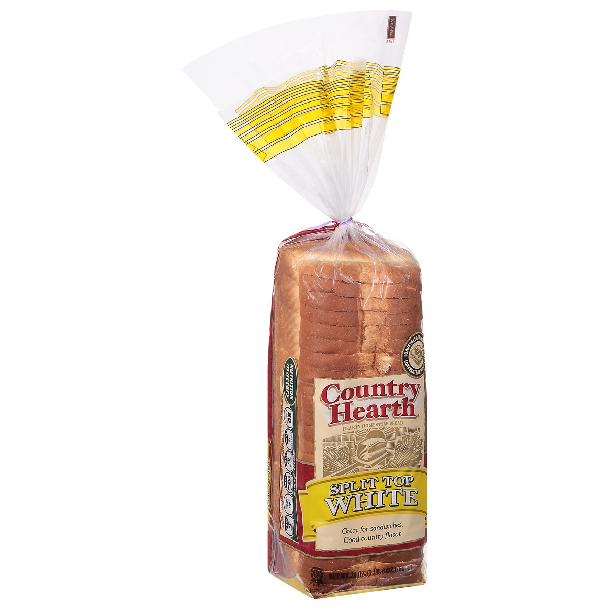 slide 5 of 9, Country Hearth Split Top White Bread 24 oz, 24 oz