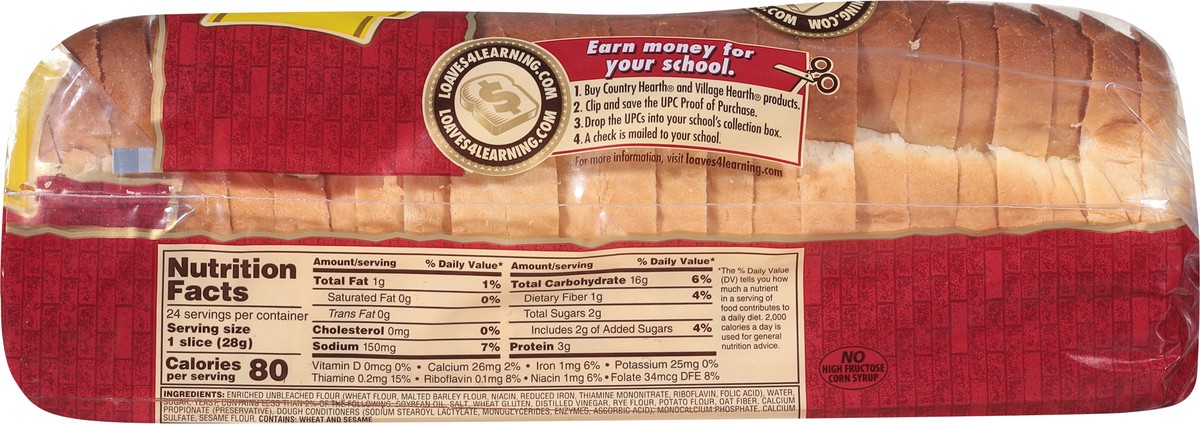 slide 2 of 9, Country Hearth Split Top White Bread 24 oz, 24 oz