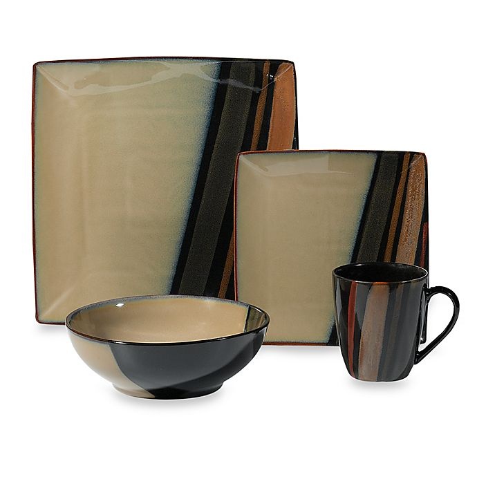 slide 1 of 1, Sango Avanti Black Dinnerware Set, 16 ct