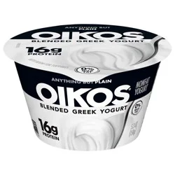 Oikos Blended Nonfat Greek Yogurt, 16g Protein, 100 Calories and 0% Milk Fat, High Protein Yogurt, 5.3 OZ Cup