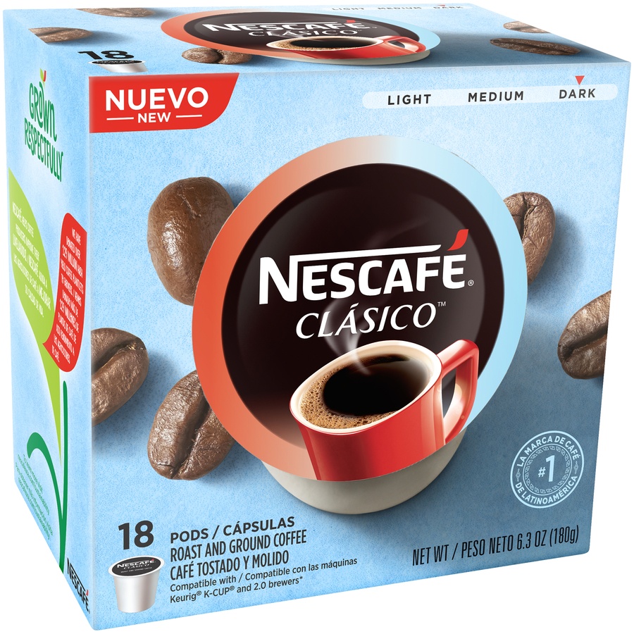 slide 1 of 2, Nescafée Clsico Dark Roast And Ground Coffee Single Serve Pods - 18 ct, 18 ct