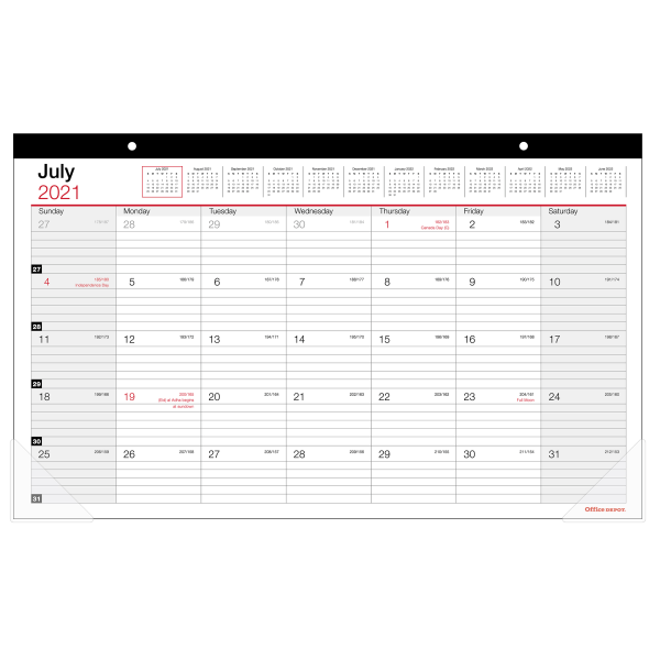 slide 1 of 1, Office Depot Brand Monthly Academic Desk Calendar, 17-3/4'' X 10-7/8'', 30% Recycled, July 2021 To June 2022, Odus2033-001, 1 ct