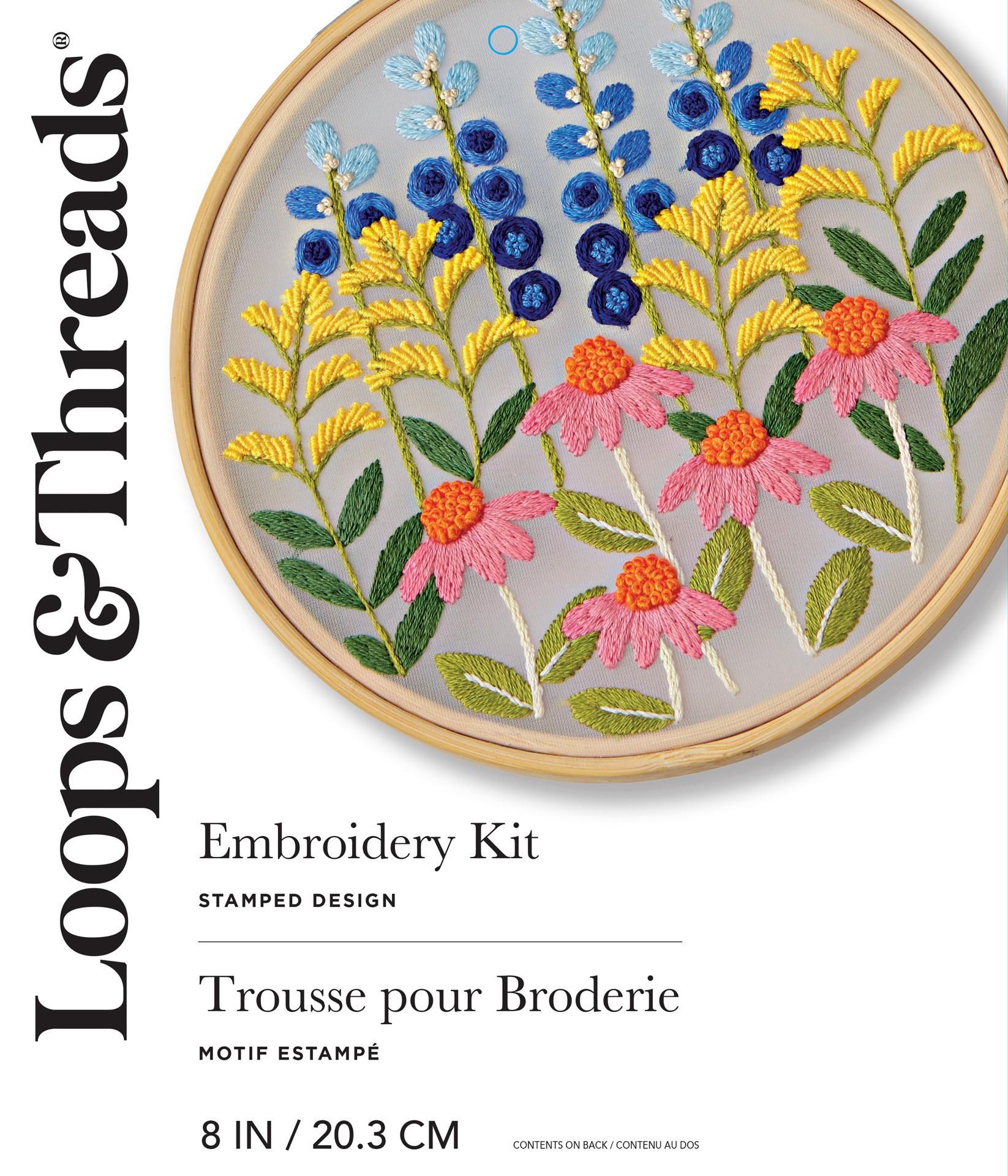 slide 2 of 5, 8" Wildflowers Stamped Design Embroidery Kit By Loops & Threads, 8 in
