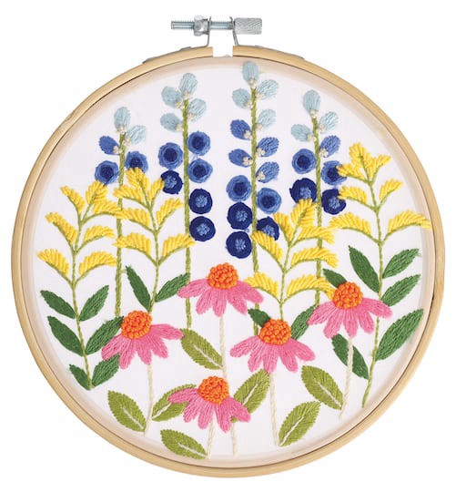 slide 1 of 5, 8" Wildflowers Stamped Design Embroidery Kit By Loops & Threads, 8 in