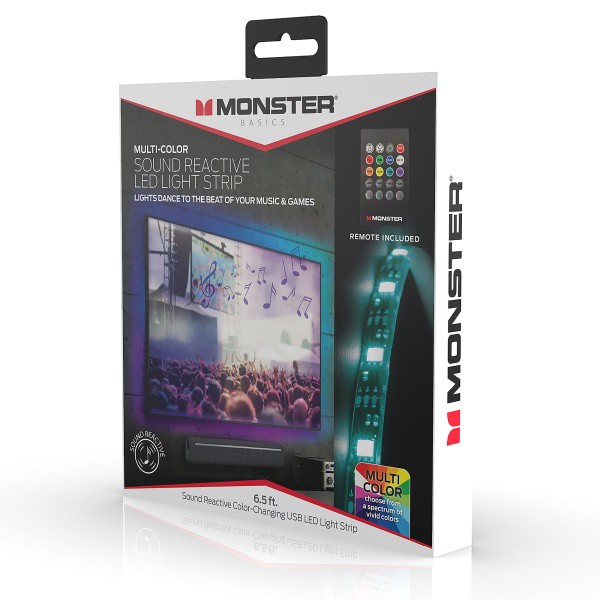 slide 4 of 6, Monstermulti-Color Sound Reactiveled Light Strip 2M, 1 ct