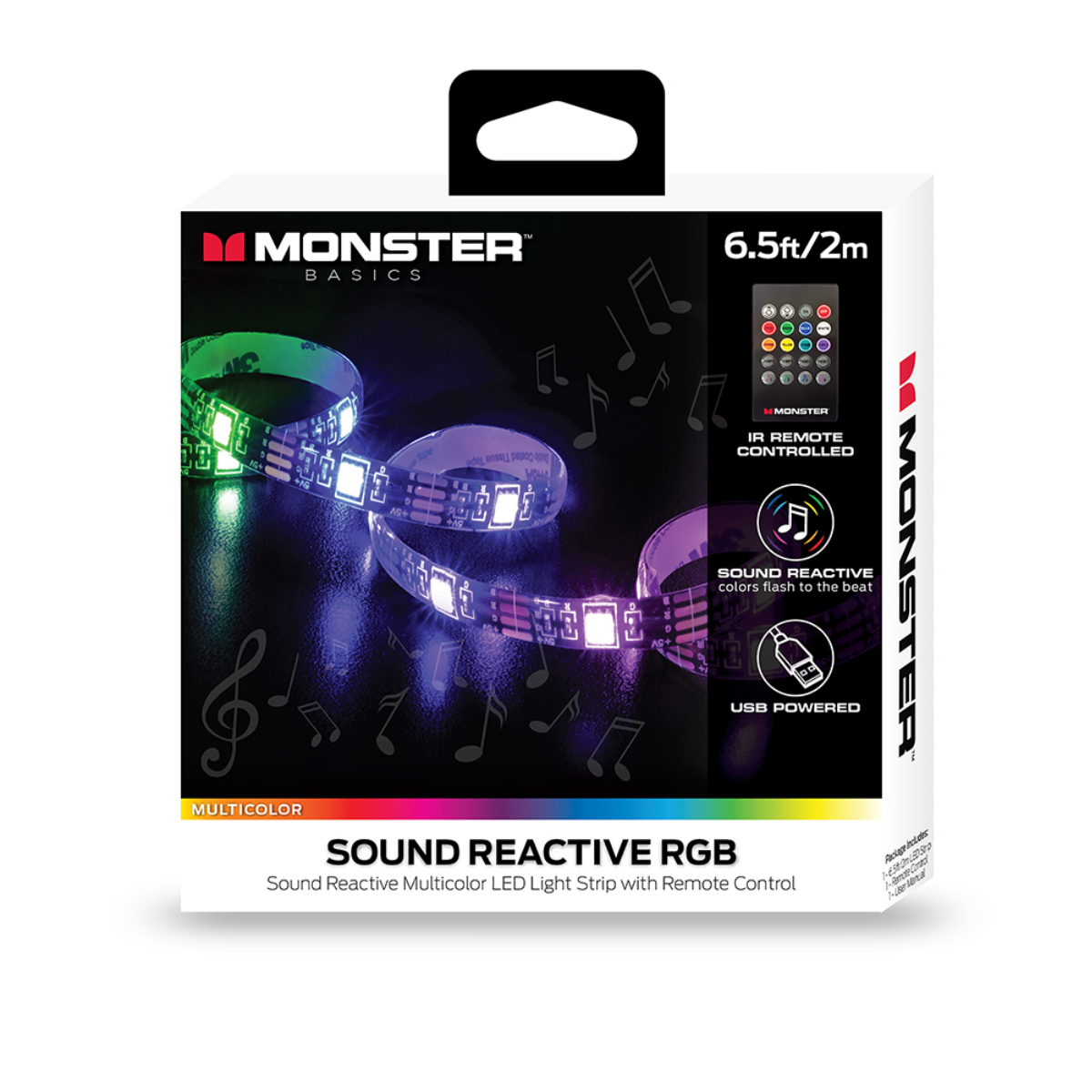slide 1 of 6, Monstermulti-Color Sound Reactiveled Light Strip 2M, 1 ct