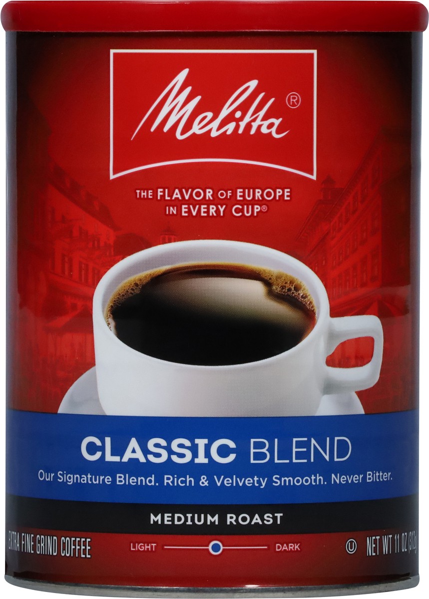 slide 6 of 9, Melitta Coffee, Extra Fine Grind, Medium Roast, Classic Blend, 11 oz