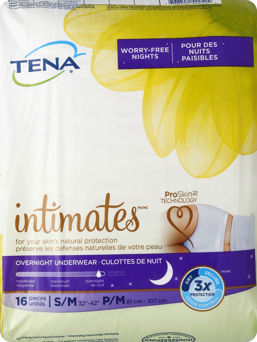 slide 3 of 5, Tena Intimates Incontinence Overnight Underwear for Women, Size Small / Medium, 16 ct, 16 ct