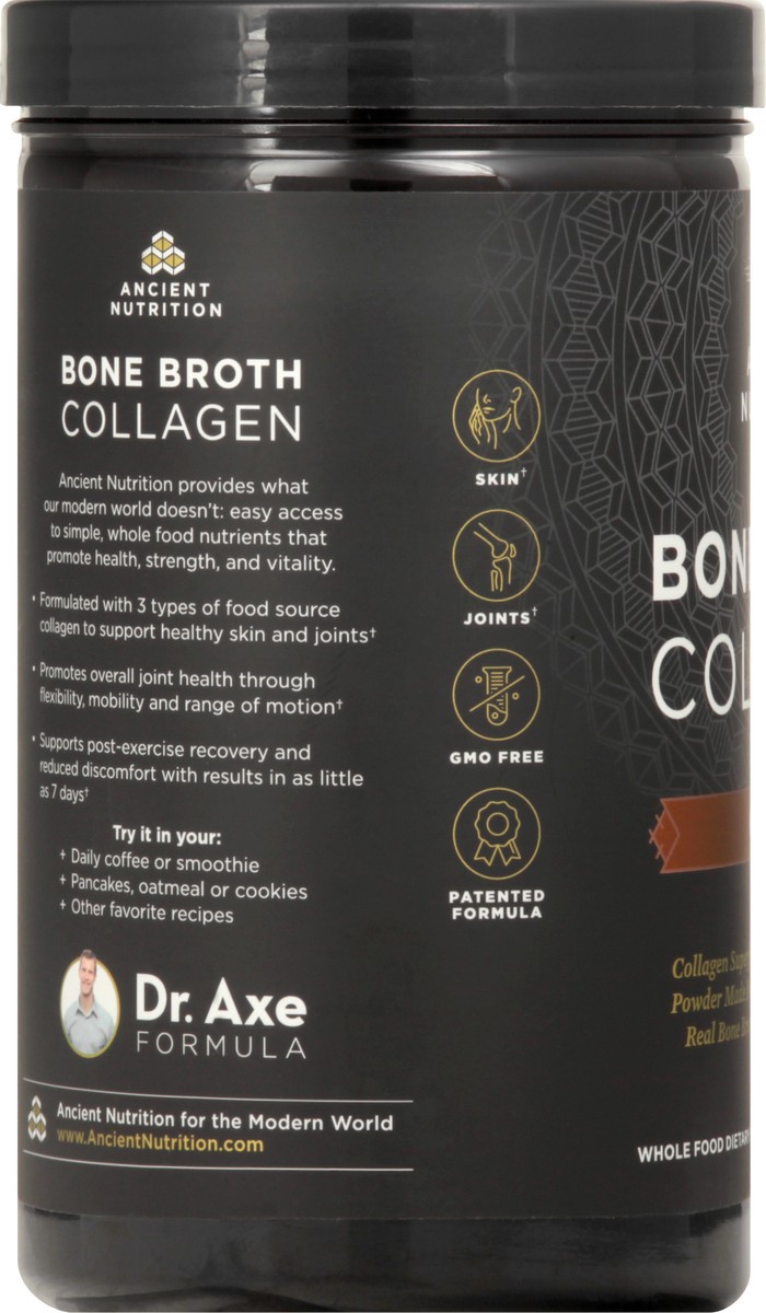 slide 9 of 9, Ancient Nutrition Chocolate Bone Broth Collagen 18.6 oz, 18.6 oz