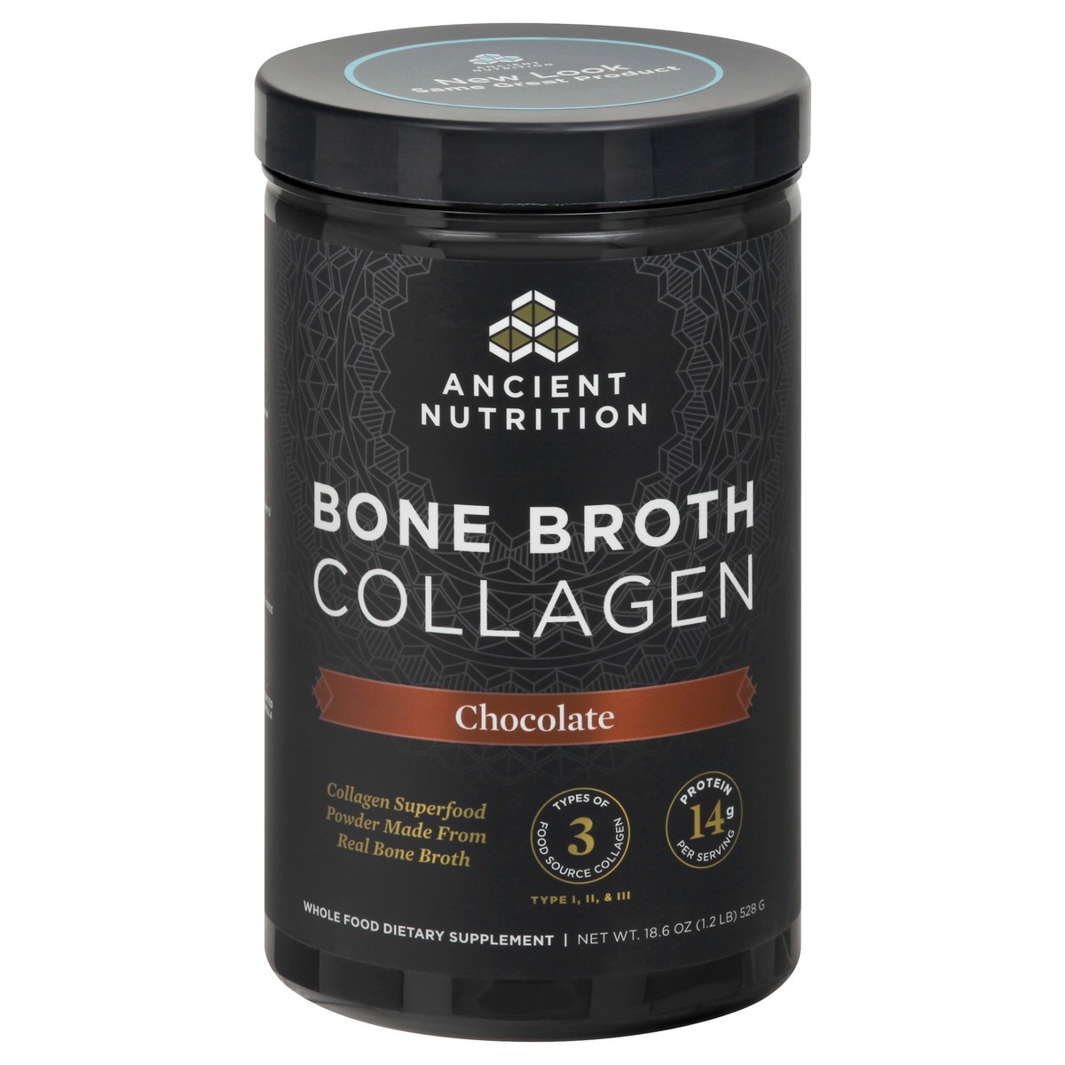 slide 1 of 9, Ancient Nutrition Chocolate Bone Broth Collagen 18.6 oz, 18.6 oz