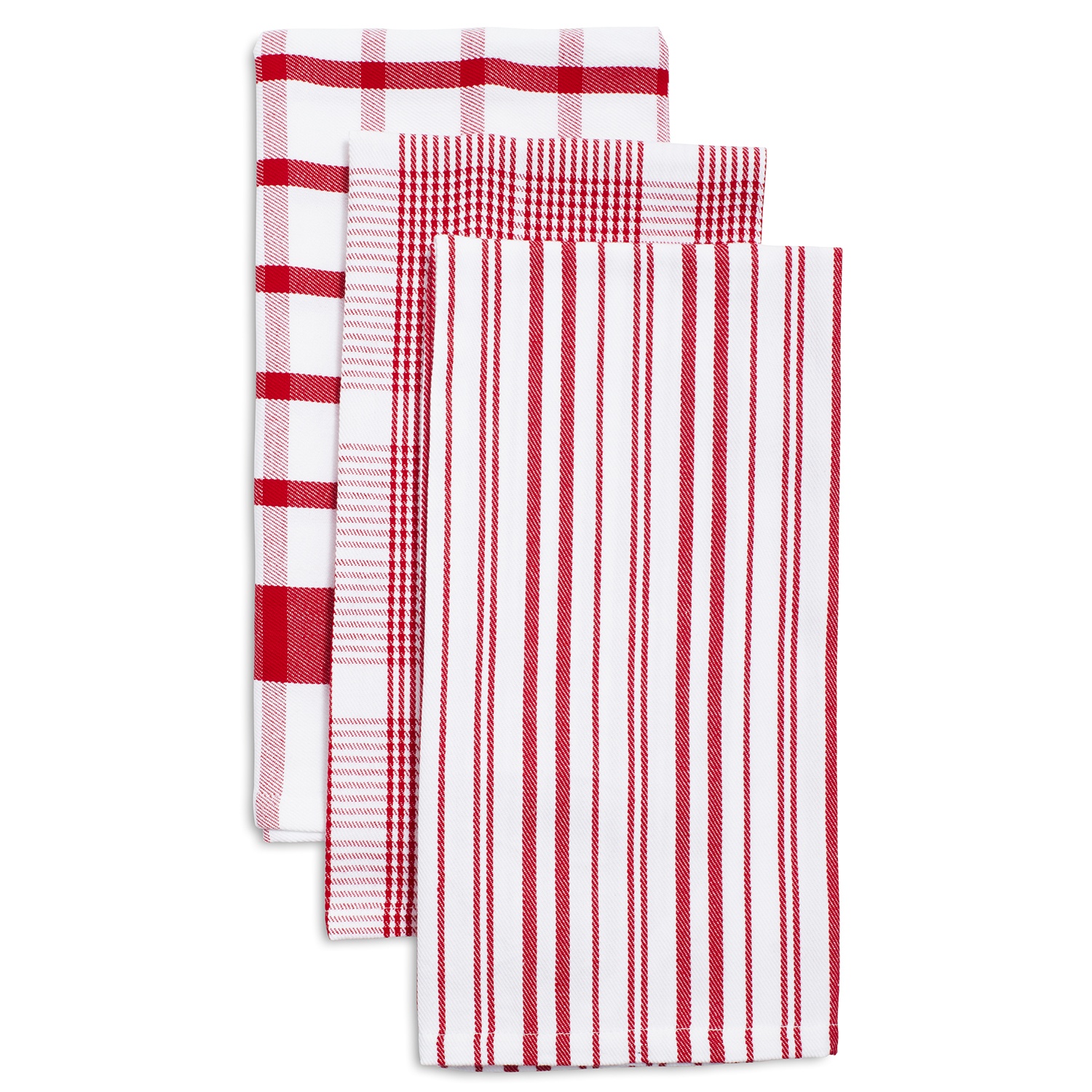 slide 1 of 1, Sur La Table Assorted Twill Kitchen Towels, Red, 3 ct; 28 in x 20 in