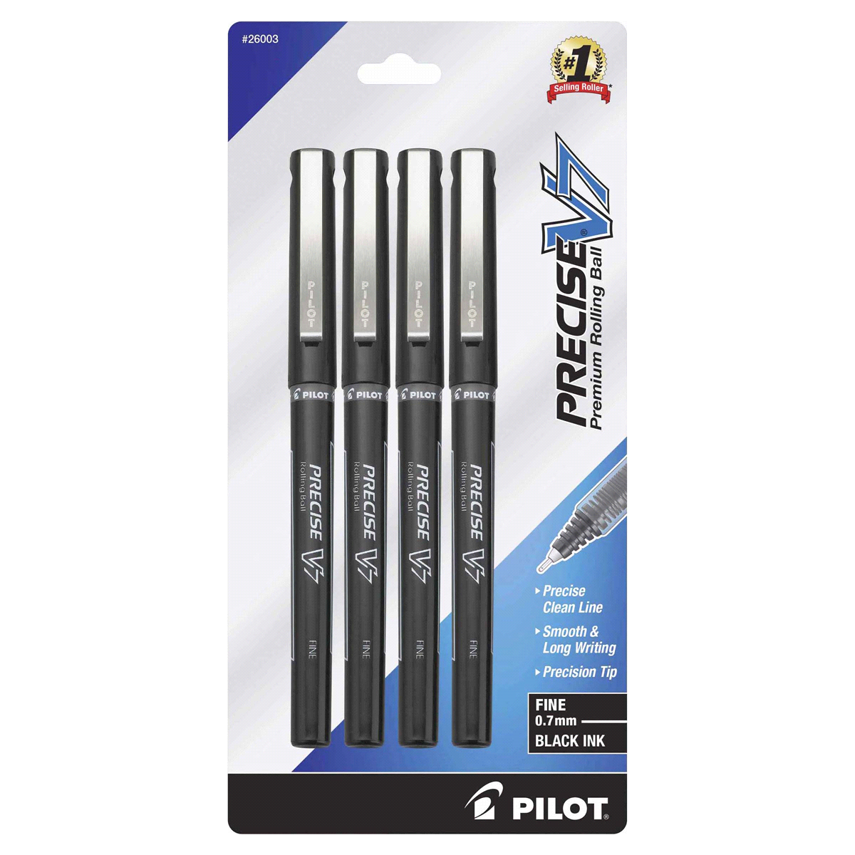 slide 1 of 1, Pilot Precise V7 Premium Rolling Ball Stick Pens, Fine Point, Black, 4 ct