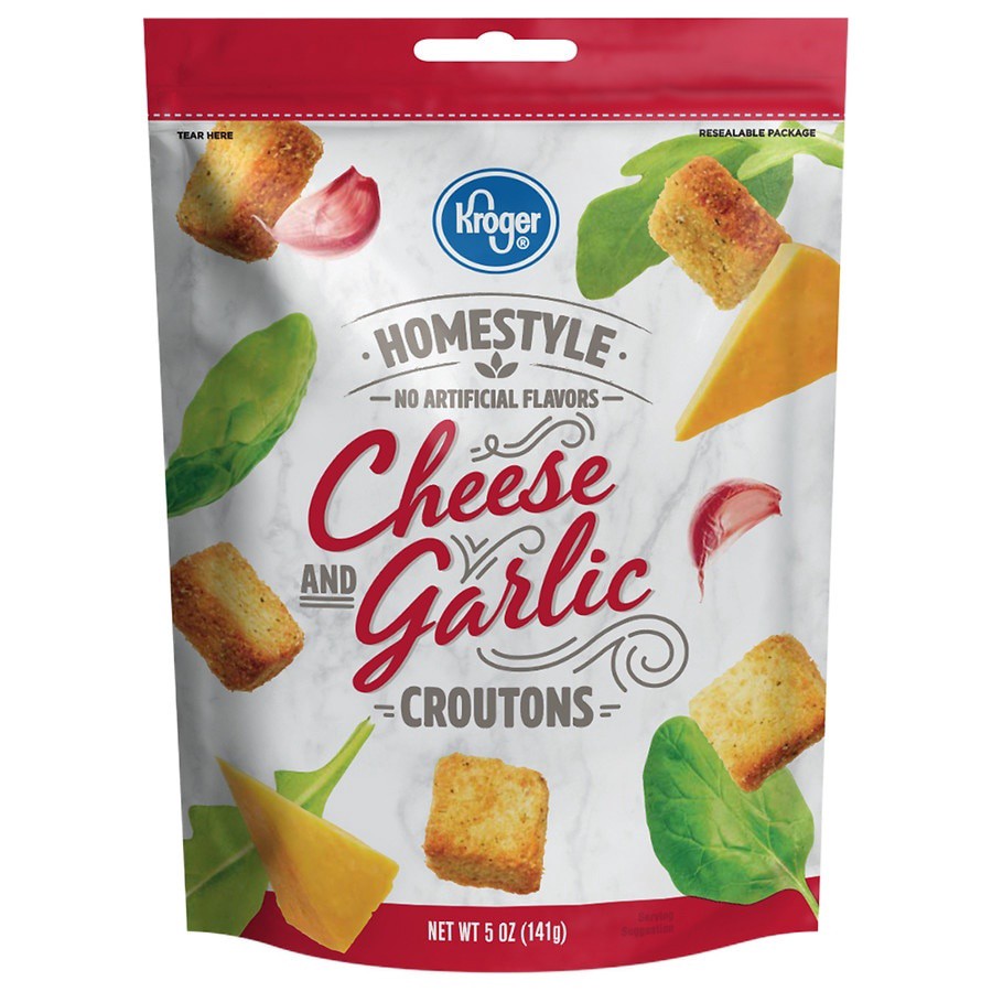 slide 1 of 2, Kroger Homestyle Cheese & Garlic Croutons, 5 oz