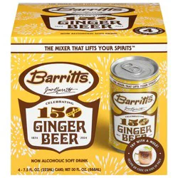 Barritt's Non Alcoholic Ginger Beer Soft Drink - 4 x 7.5 fl oz Cans