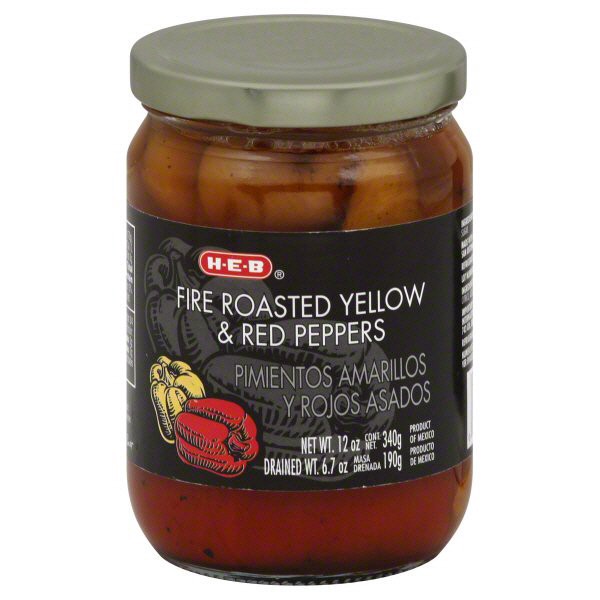 slide 1 of 1, H-E-B Fire Roasted Yellow and Red Peppers, 12 oz