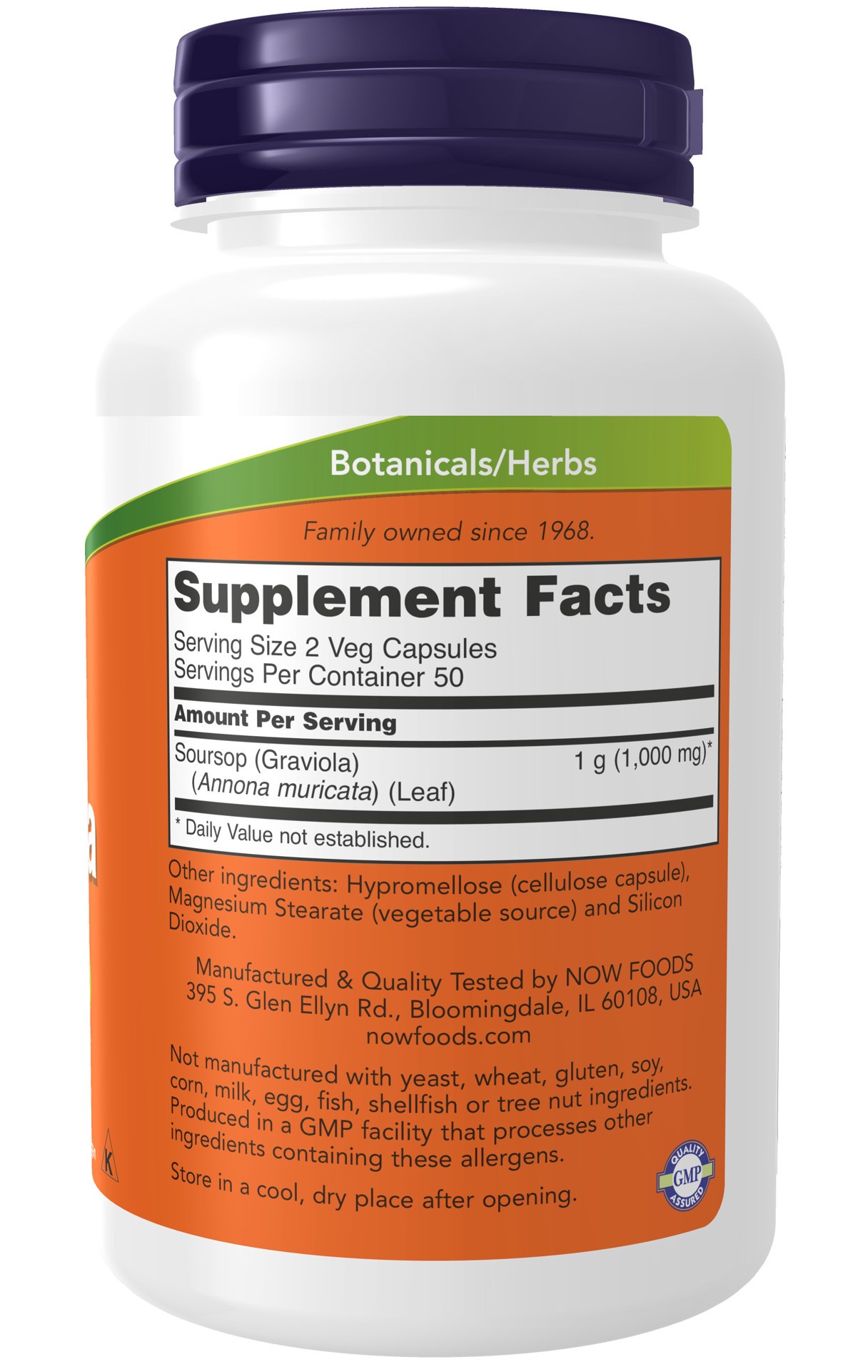 slide 4 of 4, NOW Supplements Graviola 500 mg - 100 Veg Capsules, 100 ct