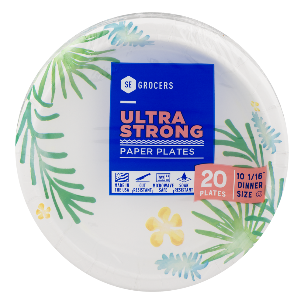 slide 1 of 1, SE Grocers Paper Plates 10 1/16'' Dinner Size Ultra Strong, 20 ct