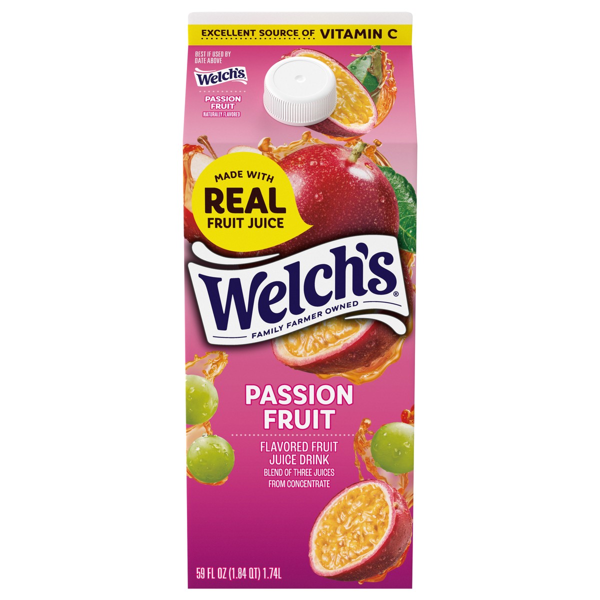 slide 1 of 7, Welch's Passion Fruit Fruit Juice Drink, 59 fl oz Carton, 59 fl oz