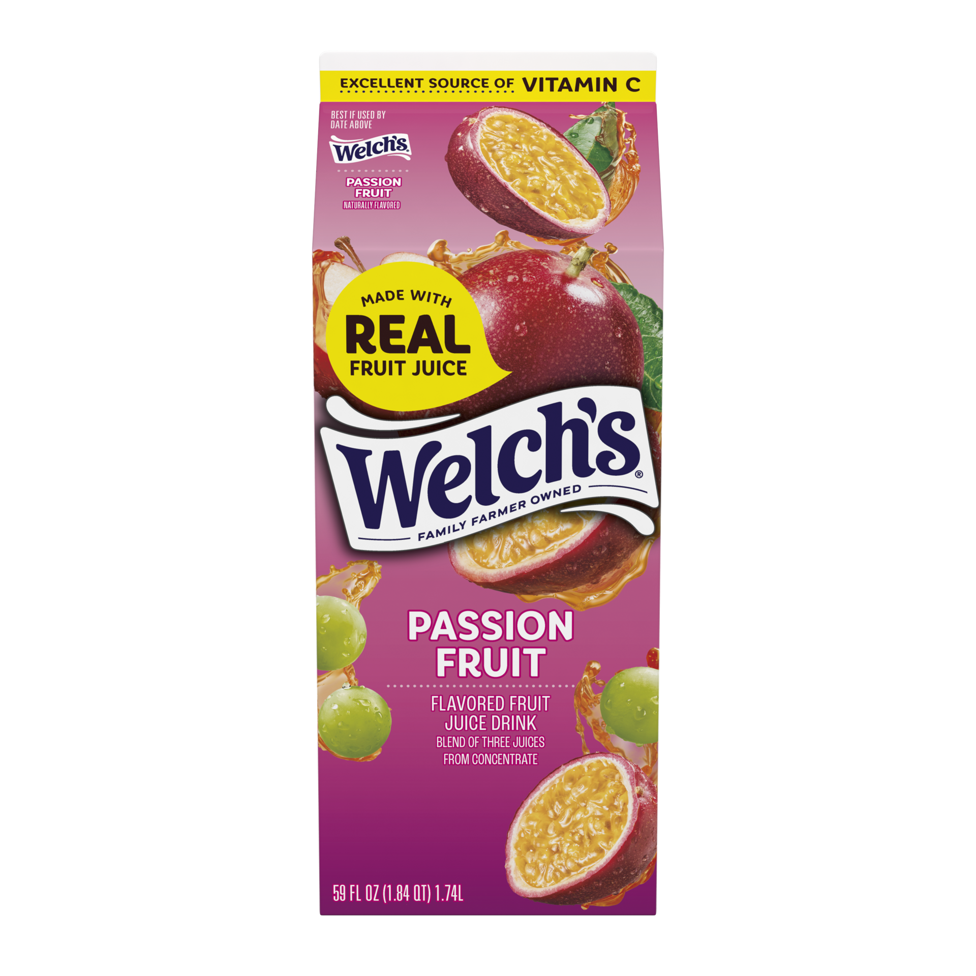 slide 7 of 7, Welch's Passion Fruit Fruit Juice Drink, 59 Fl Oz carton, 59 fl oz