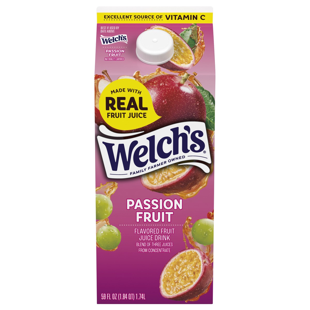 slide 1 of 7, Welch's Passion Fruit Fruit Juice Drink, 59 fl oz Carton, 59 fl oz