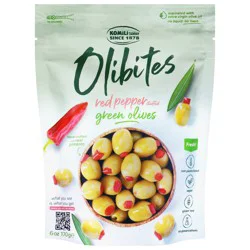 Olibites Red Pepper Stuffed Green Olives 6 oz