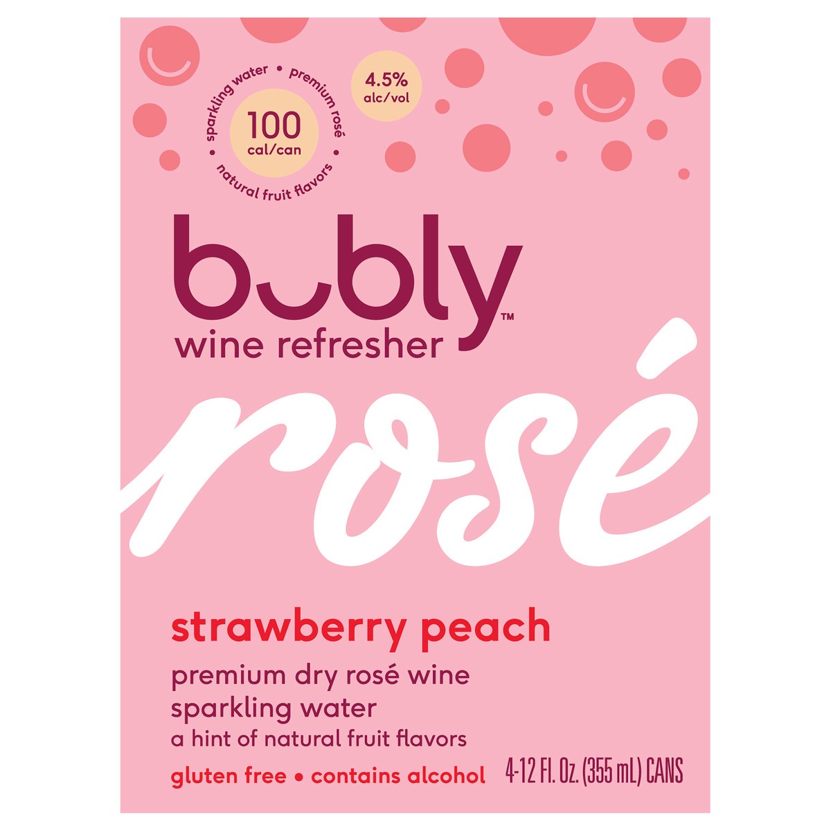 slide 1 of 13, Bubly Sparkling Water Rose Strawberry Peach - 4-12 fl oz, 4 ct; 12 fl oz