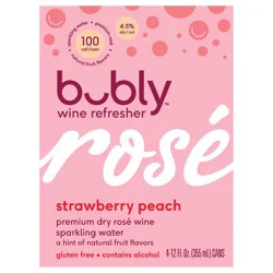 Bubly Sparkling Water Rose Strawberry Peach - 4-12 fl oz