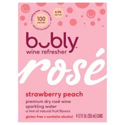 Bubly Sparkling Water Rose Strawberry Peach - 4-12 fl oz