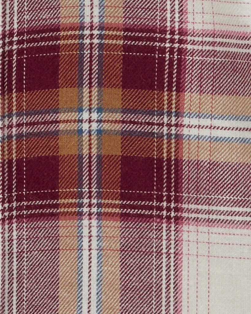 slide 3 of 3, Oshkosh Baby Plaid Button-Front Bodysuit Maroon 24M, 1 ct